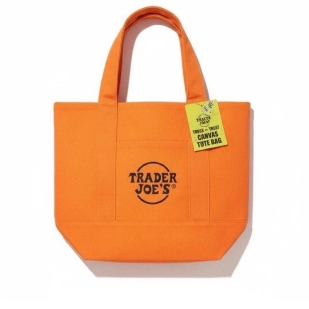 Trader Joe's Halloween Orange Canvas Mini Tote NWT